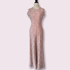 Alexis Floral Crochet Lace Long Inseam Jumpsuit Large